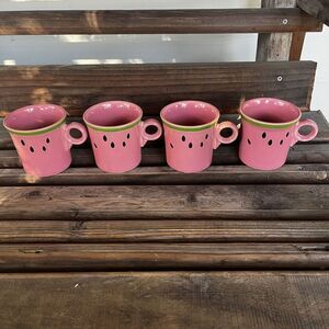Fiesta Watermelon by Homer Laughlin Set of 4 Mugs 10-oz Round Handle USA Retired
